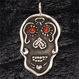Large Daisy Skull Pendant (with stone eyes)